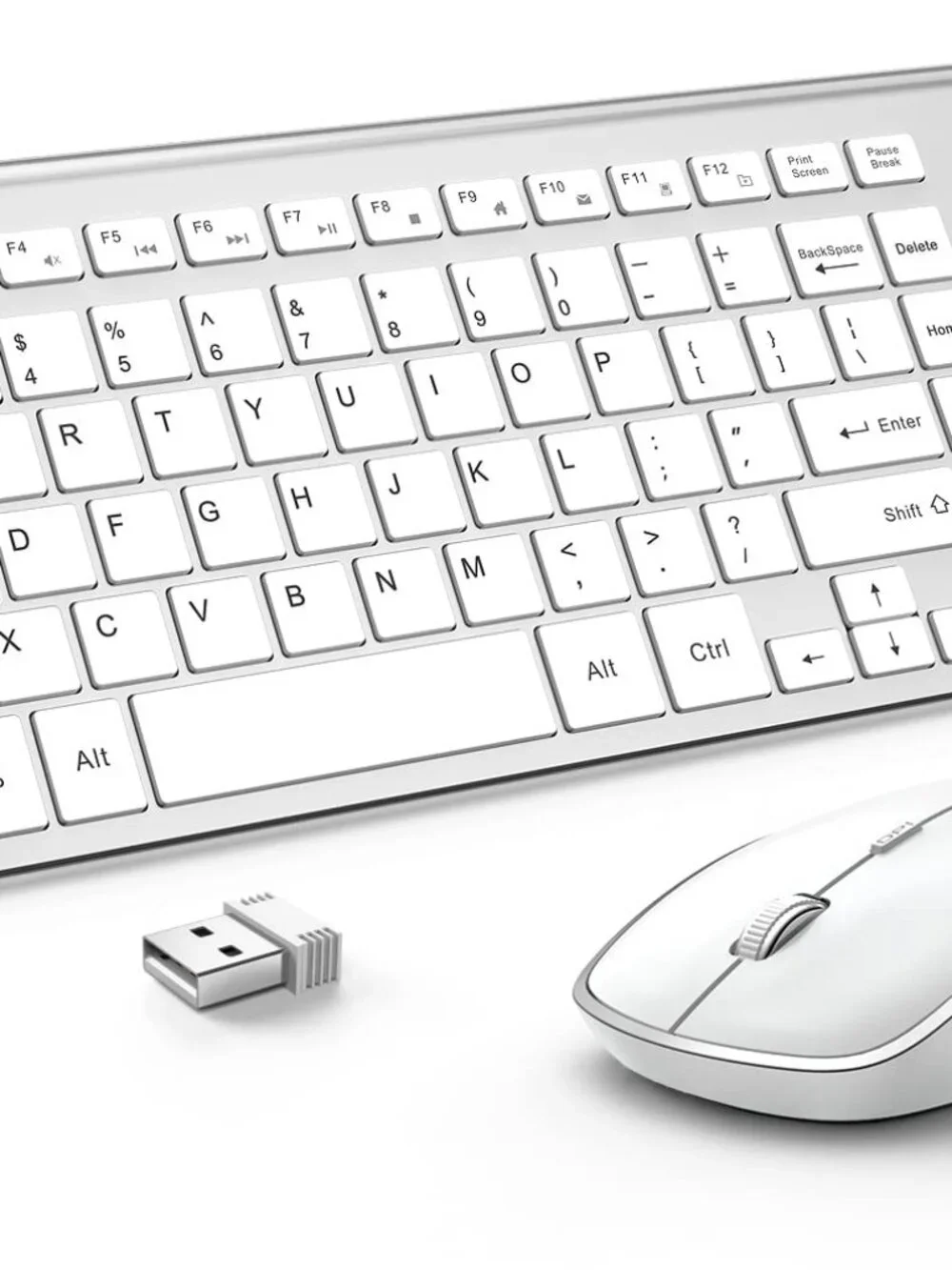 JOYACCESS Silver White USB Wireless Slim Numeric Keypad Keyboard & Mouse Set